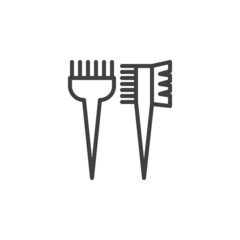 Hair dye brush line icon