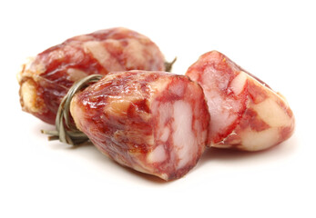 Chinese sausage on white background 