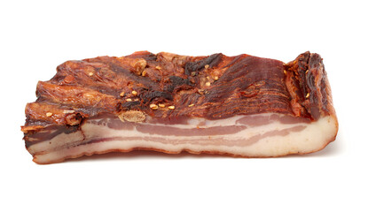 dry cured meat on white background