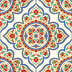 Seamless pattern with mandala ornament. Traditional Arabic, Indian motifs. Great for fabric and textile, wallpaper, packaging or any desired idea.