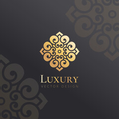 Fototapeta na wymiar Luxury logo design. Can be used for jewelry, beauty and fashion industry. Great for emblem, monogram, invitation, flyer, menu, brochure, background, or any desired idea.