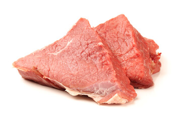 Fresh raw beef steak with rosemary isolated on white background