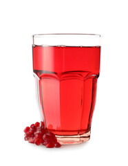 Glass of delicious pomegranate juice on white background