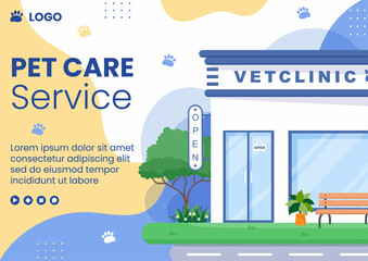 Pet Grooming and Animal Clinic Brochure Template Flat Illustration Editable of Square Background Suitable for Social Media, Greeting Card and Web Internet Ads
