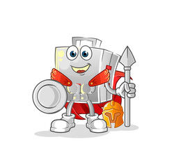 first aid kit spartan character. cartoon mascot vector