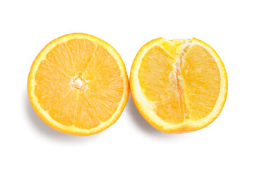 Fresh cut orange isolated on white background