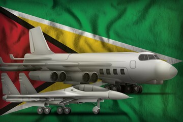 Guyana air forces concept on the state flag background. 3d Illustration