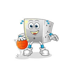 Fototapeta premium dice dribble basketball character. cartoon mascot vector