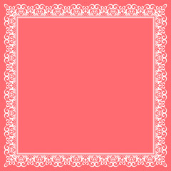 Decorative frame Elegant vector element for design in Eastern style, place for text. Floral pink and white border. Lace illustration for invitations and greeting cards