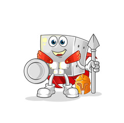 dice spartan character. cartoon mascot vector