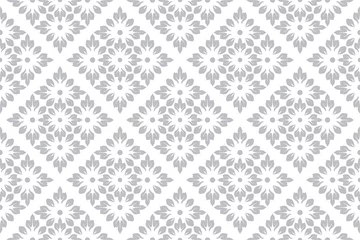 Behang Flower geometric pattern. Seamless vector background. White and gray ornament. © ELENA