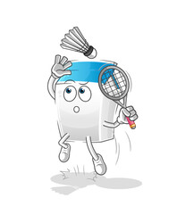 milk smash at badminton cartoon. cartoon mascot vector