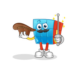 Rubik's Cube fencer character. cartoon mascot vector