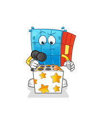 Rubik's Cube play whack a mole mascot. cartoon vector