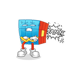 Rubik's Cube very pissed off illustration. character vector
