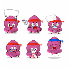 Mascot design style of pink love ring box character as an attractive supporter