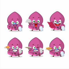 Fototapeta premium happy pink love ring box waiter cartoon character holding a plate