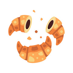 Chocolate croissant. A couple of croissants with chocolate filling. A traditional French flour product. Vector illustration isolated on a white background for design and web.