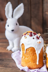 Easter cake sweet bread colored decoration homemade baking easter dessert treat celebratory holiday orthodox christians easter treat healthy meal food snack on the table copy space food background 