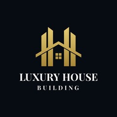 Golden Luxury House Building Architecture and Initial letter H logo design vector 