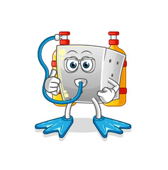 dice diver cartoon. cartoon mascot vector