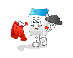 milk matador with red cloth illustration. character vector