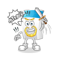 milk knights attack with sword. cartoon mascot vector