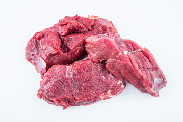 Fresh yellow beef on white background