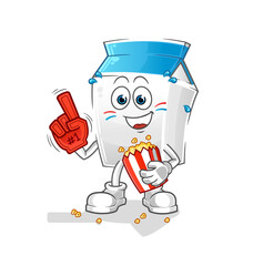milk fan with popcorn illustration. character vector