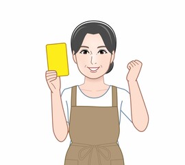 イエローカードをもつ女性