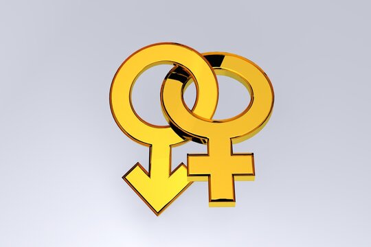 Gender symbol gold marriage ring