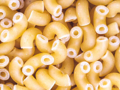 Close-up view of gobbetti pasta seen from above - bio and vegan food - texture background - macro view