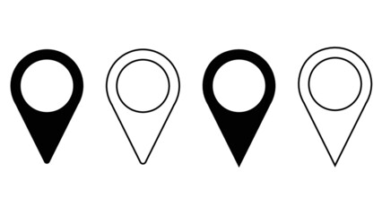 Location pin icon. Map pin place marker. Location icon. Map marker pointer icon set. GPS location symbol collection. Flat style - stock vector.