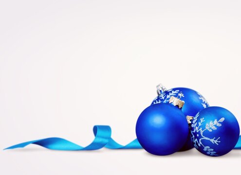 Christmas blue balls for holliday background