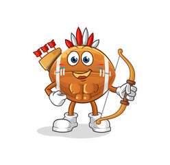 Obraz premium rugby ball native american tribe. cartoon mascot vector