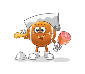 rugby ball Butcher illustration. character vector