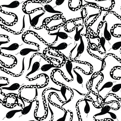 seamless pattern with various snakes, seamless pattern with snakes illustration