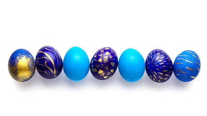 Stylish Easter eggs on white background