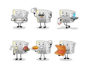 dice restaurant group character. cartoon mascot vector