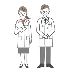 白衣を着た男女の医療従事者