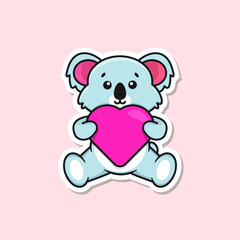 Cute Koala Sticker with Heart