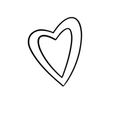 Heart. Vector illustration black and white illustration. Vintage realistic paper heart with decorative elements on white background for valentines, women, mothers day greeting cards graphic
