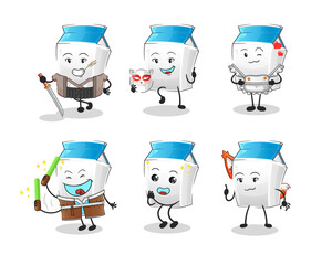 milk japanese culture group character. mascot vector