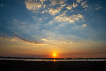 beautiful blue sky with white clouds during on sunset