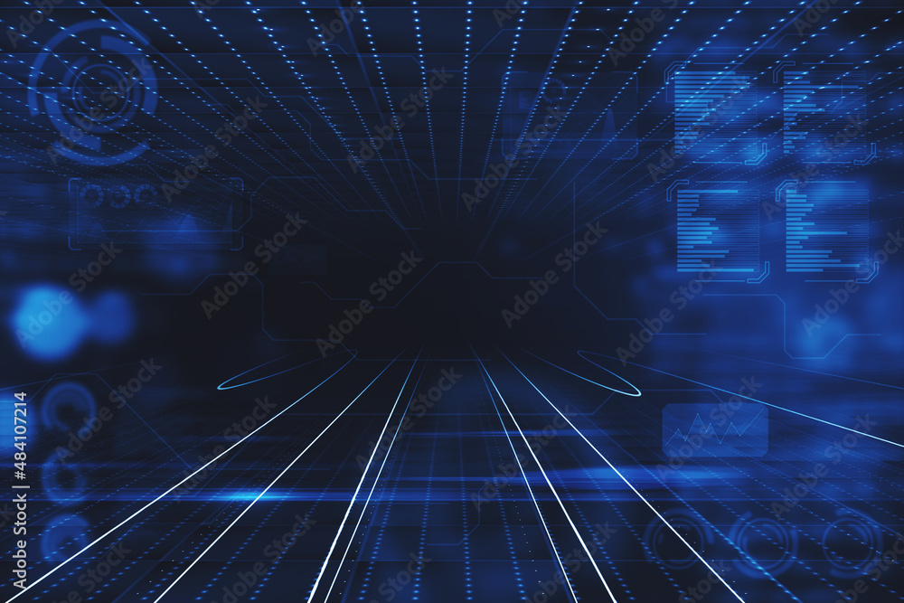 Poster abstract blue digital chart wallpaper blurry business interface. technology, communication, connecti