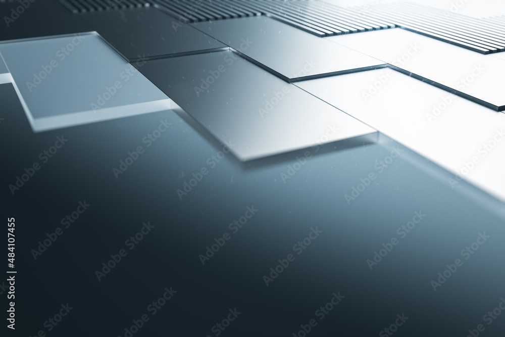 Poster abstract minimalistic mosaic wallpaper with blurry gray mock up place. design concept. 3d rendering.