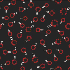 Line Magnifying glass icon isolated seamless pattern on black background. Search, focus, zoom, business symbol. Vector