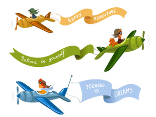 airplanes with ribbon
