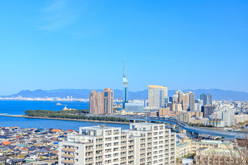 愛宕神社から見た福岡市内　福岡県福岡市　Fukuoka city seen from Atago Shrine. Fukuoka-ken Fukuoka city