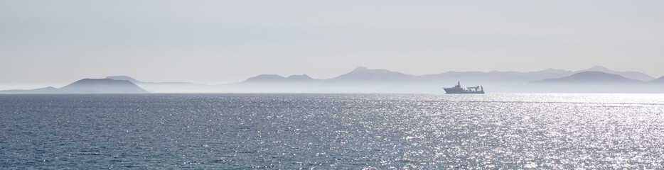 Ship far away, between Lanzarote and Fuerteventura
